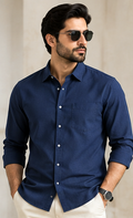 Linen Blend Casual Shirt – Navy