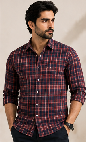 Washed Cotton Shirt – Maroon