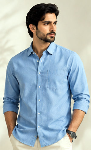 Classic Cotton Shirt – Sky Blue