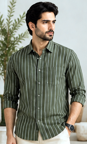 Textured Casual Shirt – Olive