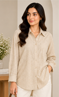 Textured Lawn Shirt – Beige