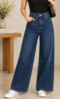 Wide Leg Denim – Dark Blue