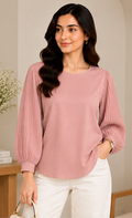 Pleated Sleeve Top – Dusty Pink