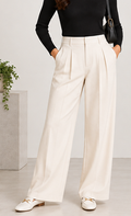 Pleated Wide Leg Pants – Ivory
