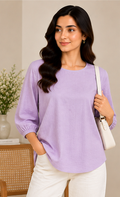 Relaxed Cotton Top – Lavender