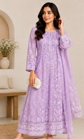 Pastel Embroidered Dress – Lilac
