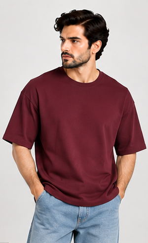 Oversized Street Tee – Maroon