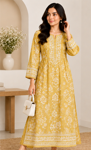 Pastel Lawn Dress – Mustard