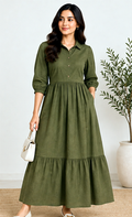 Classic Cotton Frock – Olive