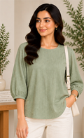 Textured Everyday Top – Sage