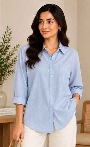 Relaxed Linen Shirt – Sky Blue